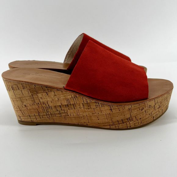 Caslon Terracotta Orange Suede Leather Cork Wedge Slide Sz 9 - Picture 3 of 13